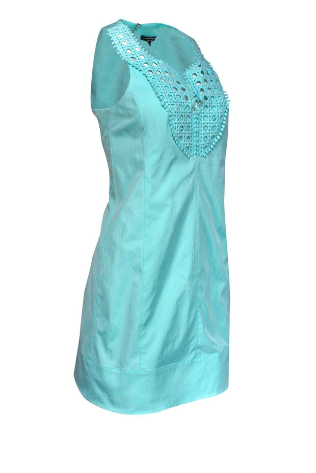 Current Boutique-Nanette Lepore - Mint Green Smock Dress w/ Crochet Bib Sz 6