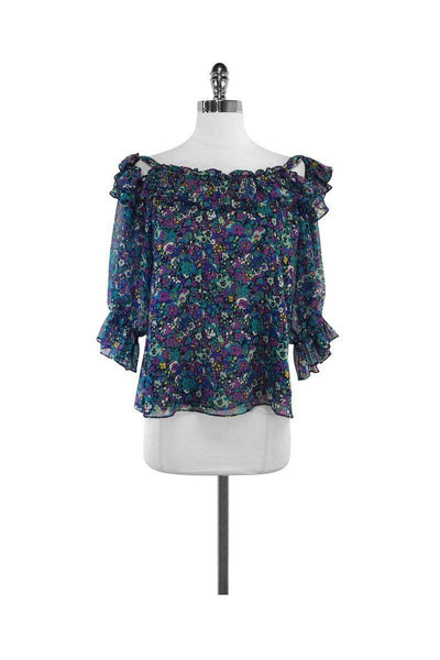 Current Boutique-Nanette Lepore - Multicolor Floral Print Silk Top Sz XS