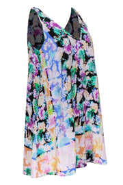 Current Boutique-Nanette Lepore - Multicolored Abstract Floral Print Sleeveless Silk Shift Dress Sz M