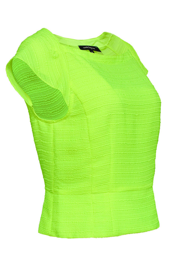 Current Boutique-Nanette Lepore - Neon Yellow Cap Sleeve Textured Top Sz 8