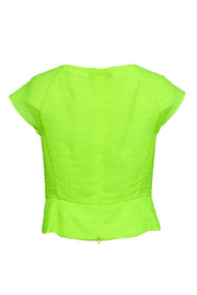 Current Boutique-Nanette Lepore - Neon Yellow Cap Sleeve Textured Top Sz 8