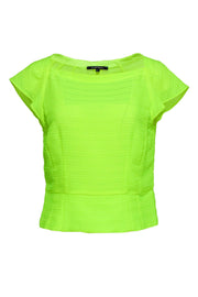 Current Boutique-Nanette Lepore - Neon Yellow Cap Sleeve Textured Top Sz 8