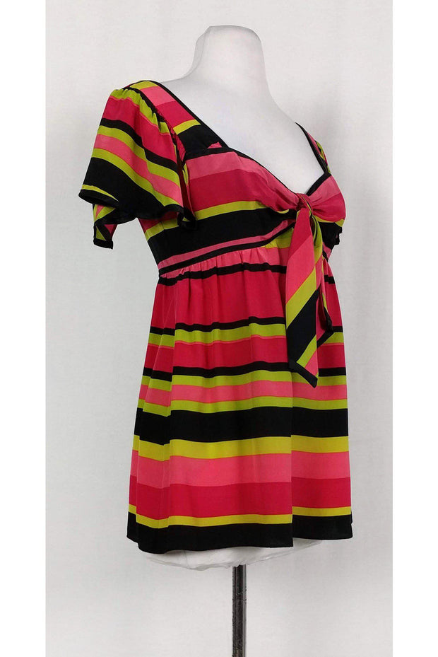 Current Boutique-Nanette Lepore - Pink, Green & Black Striped Top Sz 4