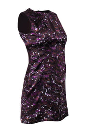 Current Boutique-Nanette Lepore - Purple & Brown Printed Silk Keyhole Dress Sz 0