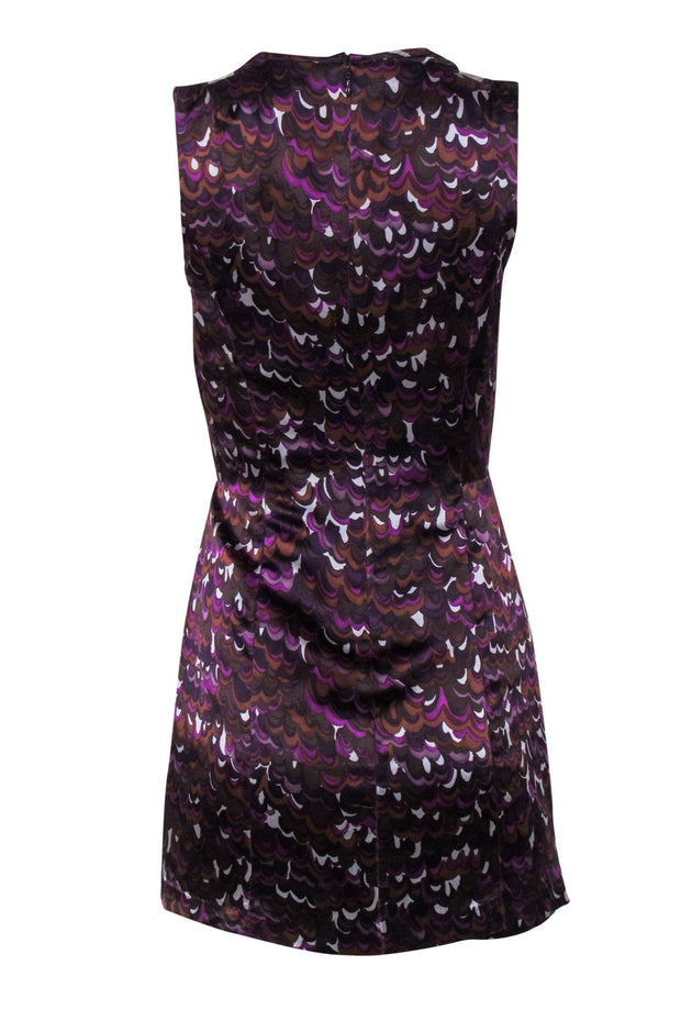 Current Boutique-Nanette Lepore - Purple & Brown Printed Silk Keyhole Dress Sz 0