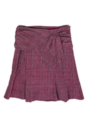 Current Boutique-Nanette Lepore - Purple Plaid Ruffle Bow Flared Skirt Sz 2