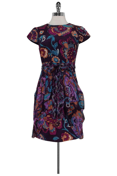 Current Boutique-Nanette Lepore - Purple Silk Floral Dress Sz 2