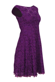 Current Boutique-Nanette Lepore - Purple Sunflower Lace Flared Dress Sz S