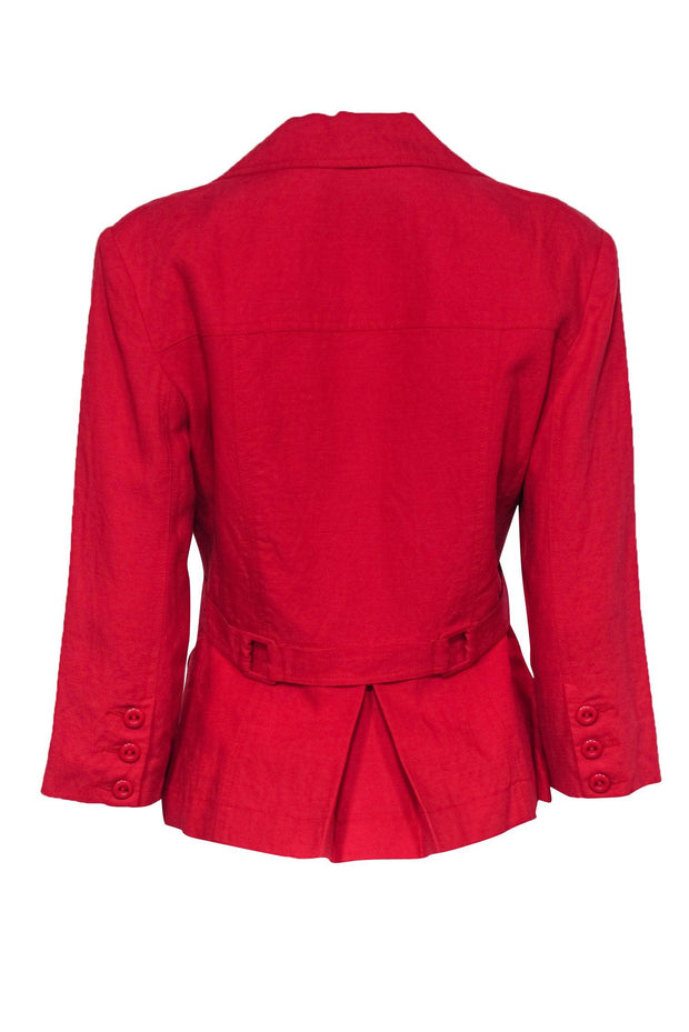 Current Boutique-Nanette Lepore - Red Linen Blend "Hollywood" Jacket w/ Tie Belt Sz 12