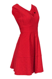 Current Boutique-Nanette Lepore - Red Scalloped Textured Fit & Flare Dress Sz 8