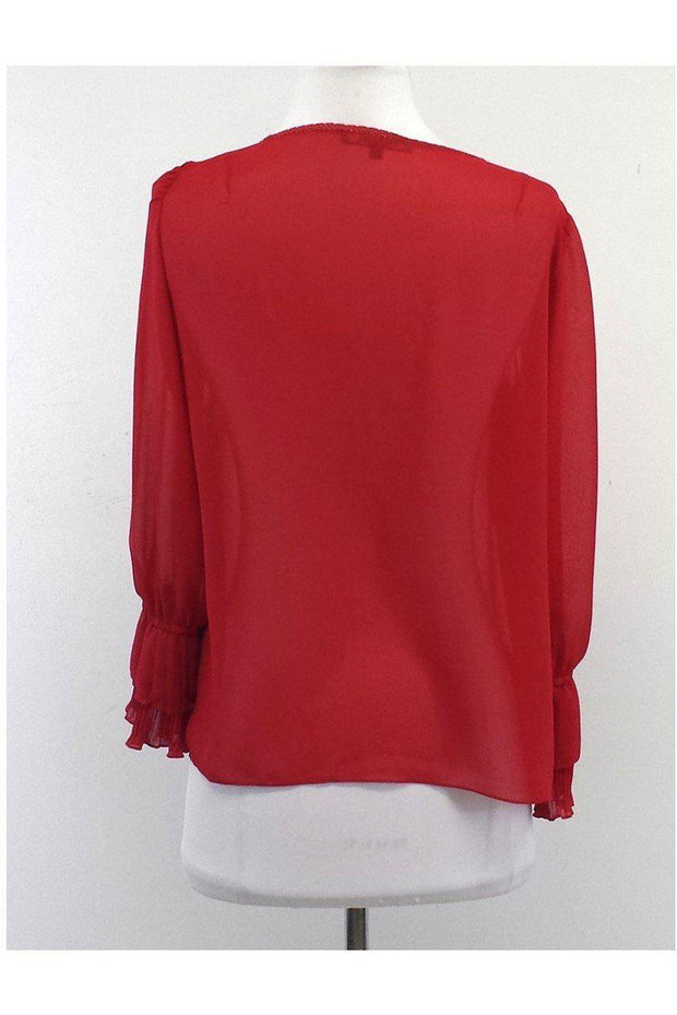 Current Boutique-Nanette Lepore - Red Silk Pleated Blouse Sz 4