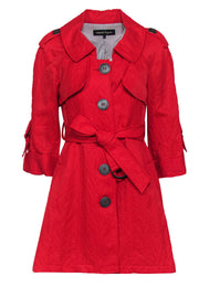 Current Boutique-Nanette Lepore - Red Trench Coat w/ Oversized Buttons Sz 4