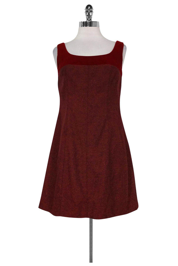 Current Boutique-Nanette Lepore - Red Velvet Trimmed Dress Sz 6