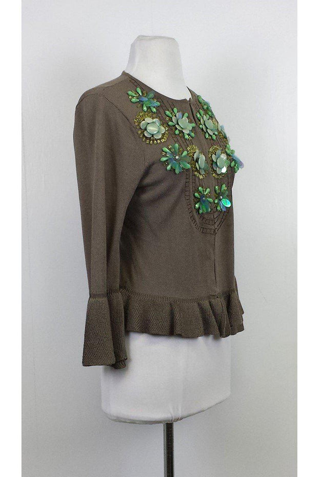 Current Boutique-Nanette Lepore - Taupe Cardigan w/ Bell Sleeves Sz M