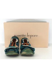 Current Boutique-Nanette Lepore - Teal Knit Beaded Flats Sz 6.5