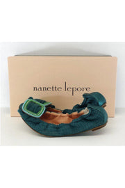 Current Boutique-Nanette Lepore - Teal Knit Beaded Flats Sz 6.5