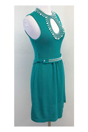 Current Boutique-Nanette Lepore - Teal Knit Sleeveless Beaded Dress Sz XS