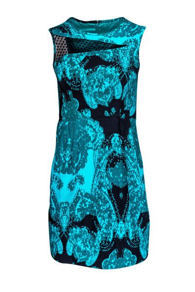 Current Boutique-Nanette Lepore - Teal Paisley Dress w/ Mesh Insert Sz 0