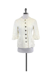 Current Boutique-Nanette Lepore - White Cotton & Linen Jacket Sz 2