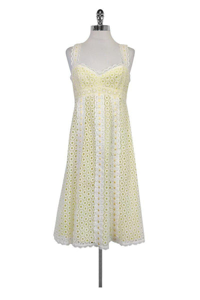 Current Boutique-Nanette Lepore - Yellow Eyelet Dress Sz 6