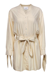 Current Boutique-Nanushka - Cream Long Sleeve Button-Up Shirt Dress w/ Ties Sz XS