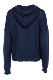 Current Boutique-Nation LTD - Navy Alpaca & Cotton Distressed Knit Hoodie Sz S