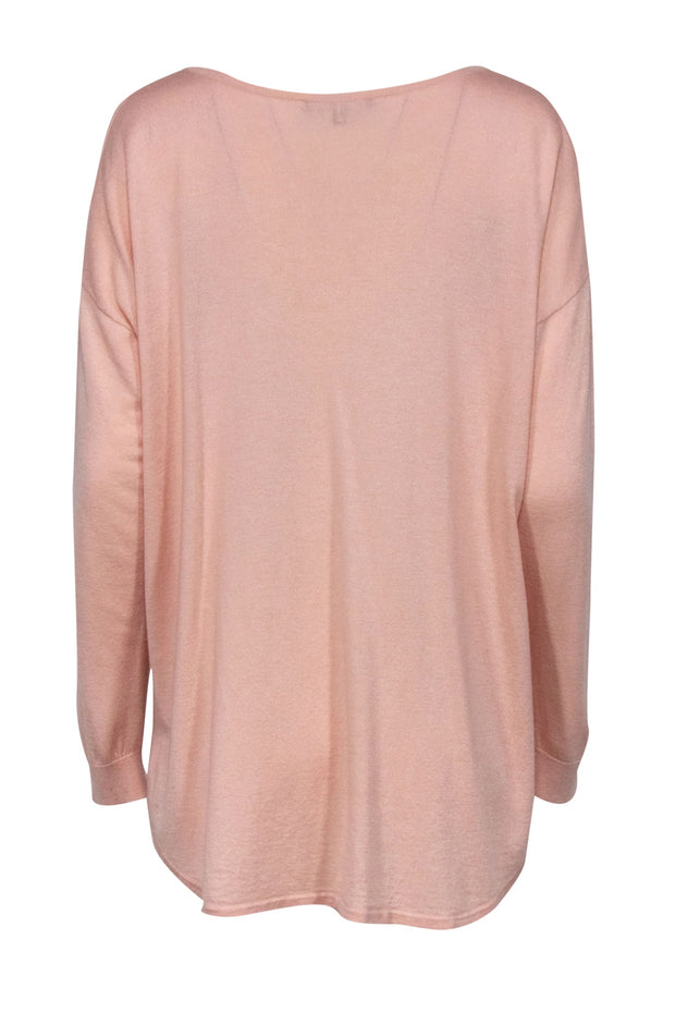 Current Boutique-Neiman Marcus - Baby Pink Cashmere & Silk Boat Neck Top Sz XL