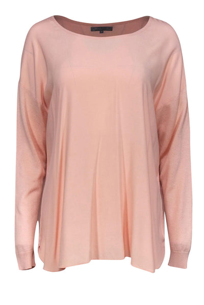 Current Boutique-Neiman Marcus - Baby Pink Cashmere & Silk Boat Neck Top Sz XL