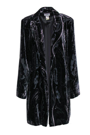 Current Boutique-Neiman Marcus - Black Velvet Paisley Textured Longline Open Blazer Sz L