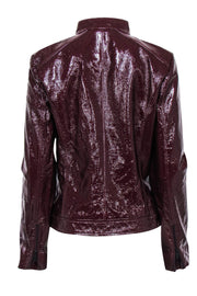 Current Boutique-Neiman Marcus - Maroon Crinkled Patent Leather Zip-Up Jacket Sz M