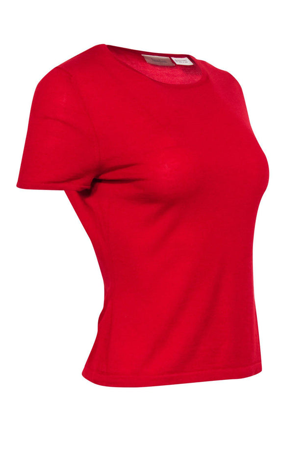 Current Boutique-Neiman Marcus - Red Short Sleeve Cashmere Sweater Sz M