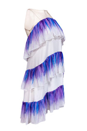 Current Boutique-Nha Khanh - Purple & White Tiered Illusion Neckline Dress Sz 0