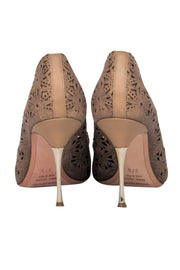 Current Boutique-Nicholas Kirkwood - Brown Leather Laser Cut Floral Pumps Sz 7.5