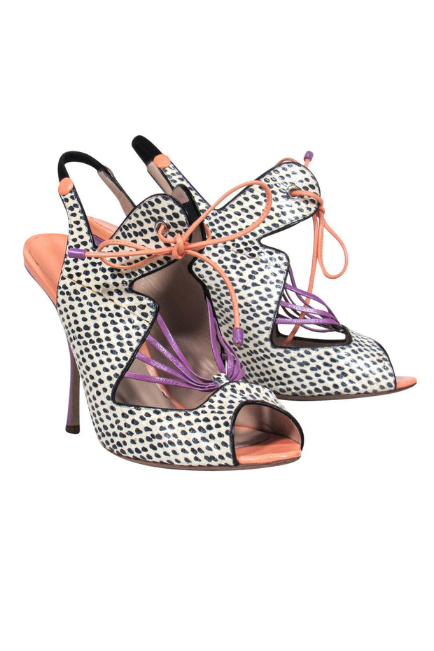 Current Boutique-Nicholas Kirkwood - Polka Dot, Orange & Purple Lace-Up Heels Sz 6.5