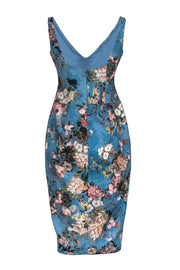 Current Boutique-Nicholas - Robin's Egg Blue Floral Plunge Sheath Dress Sz 8