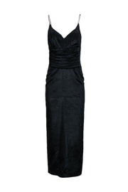 Current Boutique-Nicole Miller - Black Cotton Blend Textured Column Gown w/ V-Neckline Sz 10