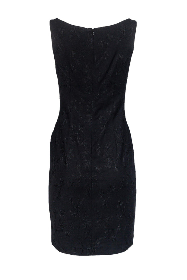 Current Boutique-Nicole Miller - Black Floral Textured Sheath Sz 6