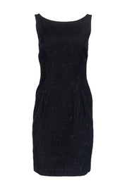 Current Boutique-Nicole Miller - Black Floral Textured Sheath Sz 6