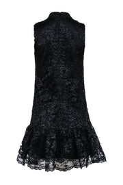 Current Boutique-Nicole Miller - Black Lace Sleeveless Dress w/ Red Floral Embroidery Sz 2