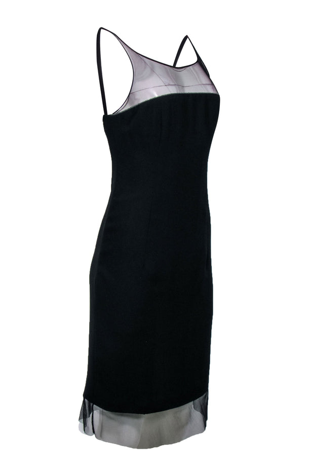 Current Boutique-Nicole Miller - Black Sleeveless Mesh Neckline Dress Sz 6