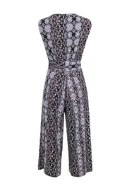 Current Boutique-Nicole Miller - Brown & Grey Snake Print Cropped Sleeveless Jumpsuit w/ Tie Sz 6