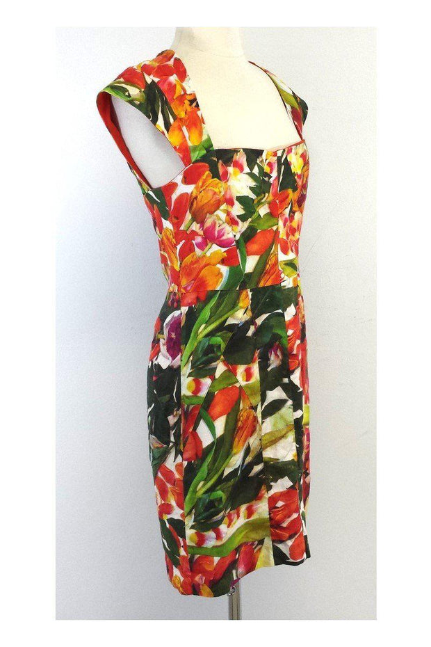 Current Boutique-Nicole Miller - Floral Print Linen Sleeveless Dress Sz M