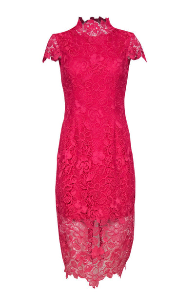 Current Boutique-Nicole Miller - Hot Pink Lace Sheath Dress Sz 4