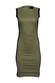 Current Boutique-Nicole Miller - Olive Green & Black Paneled Sheath Dress Sz 4