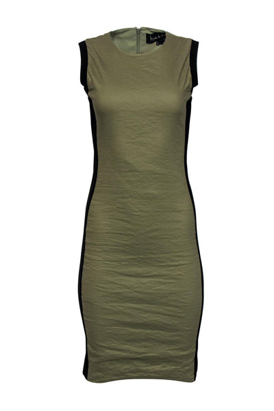 Current Boutique-Nicole Miller - Olive Green & Black Paneled Sheath Dress Sz 4