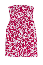 Current Boutique-Nicole Miller - Pink Paisley Strapless Dress Sz 6