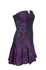 Current Boutique-Nicole Miller - Purple Geometric Brocade Bodycon Sz 4