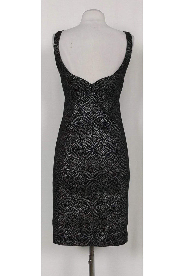 Current Boutique-Nicole Miller - Silver & Black Brocade Print Dress Sz 6