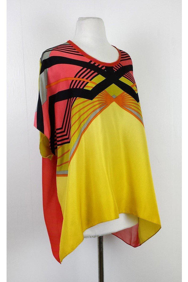 Current Boutique-Nicole Miller - Yellow Printed Oversized Blouse Sz S