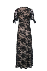 Current Boutique-Night Cap - Black Lace Short Sleeve Gown w/ Satin Trim Sz XS